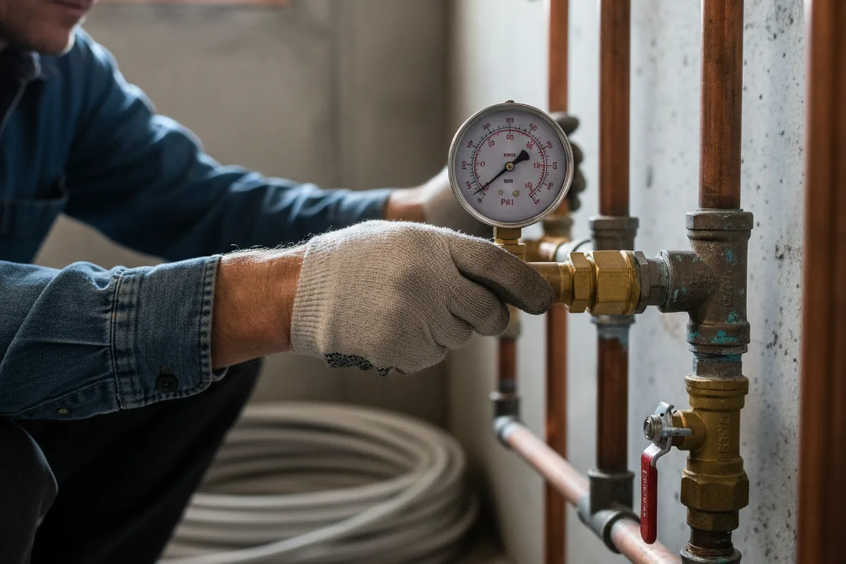 Pressure testing a repaired line during Water Line Repair in Dongola